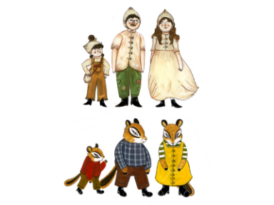 Chipmunks and people in The Garlic Eaters book