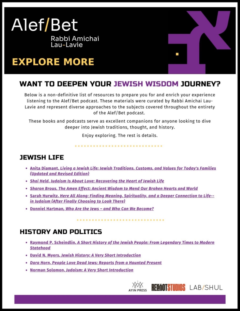 Preview image of the Alef/Bet Podcast reading guide. Click to view the full pdf. 